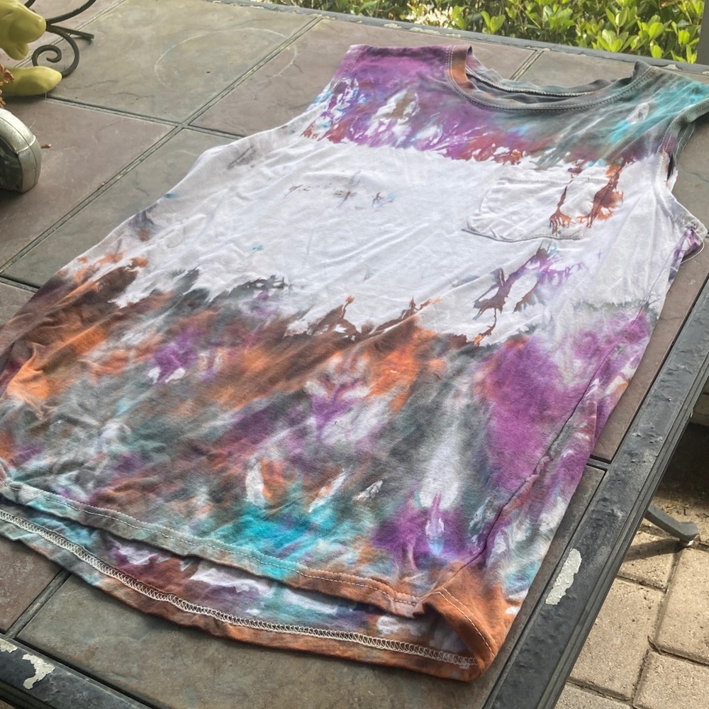 XL Tie-Dye Tank Top — Purple, Teal, Orange, Gray